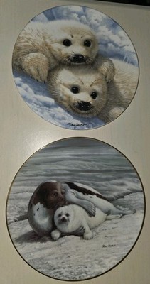 ''Warm Embrace'' by Ray Harm & ''Baby Seals'' by Mike Jackson Decorative SEAL Plates