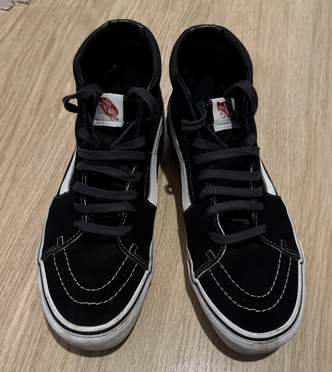 Scarpe da ginnastica Vans SK8 Hi nere in camoscio e tela UK 9