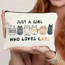 Just A Girl Who Loves Cats Makeup Bag Cosmeti...