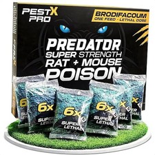 Pest X Pro Predator Rat Poisoning Super Strength - 6 Pack - Powerful Single Feed