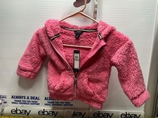 Girls 18 Months Pink Tommy Hilfiger Minky Logo Zip Up Hoodie Jacket 44 NWT Atl