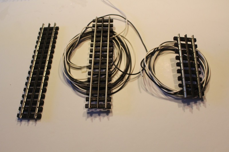 3 Rail O scale Ross custom track 3 straights 11, 10 ,and 6 inch with HD wiring