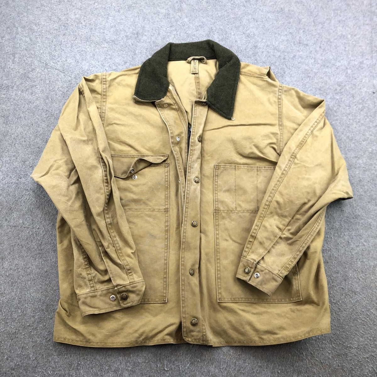 美品 C.C. FILSON カバーオール 42サイズ コットン ベージュ Vintage CC Filson Jacket Mens XL Beige Canvas Full Zip Hunting Wax