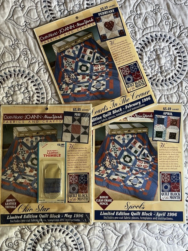 3 Never Opened,  Precut Quilt Blocks With Instructions from 1996.