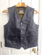 Leather Biker Vest Med Vintage WILSON LEATHER Black