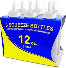 New Star Restaurant Quality Plastic Squeeze Bottle 12-Ounce Set of 6 Clear