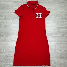 Tommy Hilfiger Women's Polo Dress Red XXS Short Sleeve Logo Preppy Cotton Blend