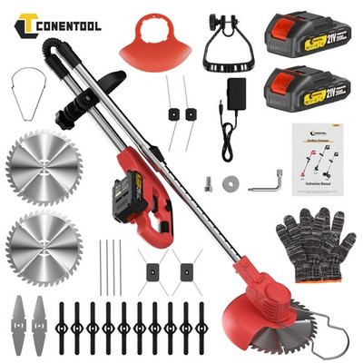 CONENTOOL 21V Cordless Grass Trimmer 1/2x 2.0Ah Akku Rasen Trimmer Faltbar DHL