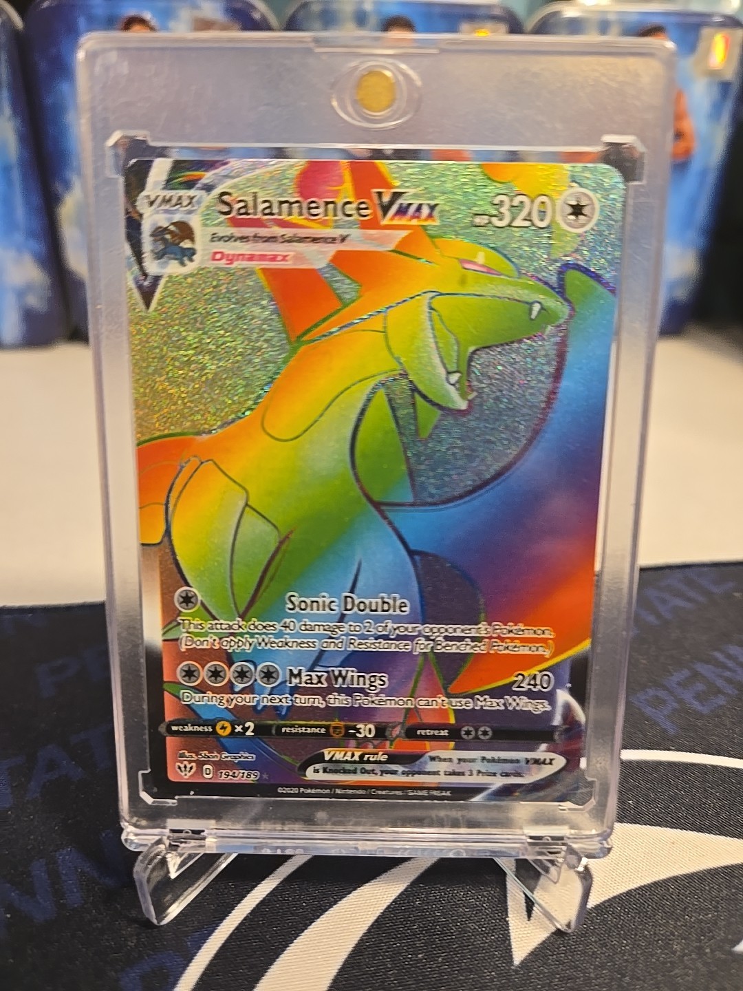 2020 Pokemon Darkness Ablaze Salamence Vmax 194/189 Secret Rare Rainbow NM