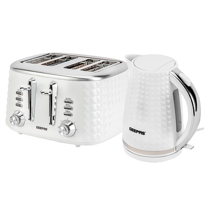 GEEPAS Argyle 4 Scheiben Brot Toaster & 1,7 L Kabelloser Wasserkocher Combo Set