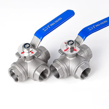 3/8" 1/2" 3/4" 1" 1-1/2" 2" SS304 Stainless Steel Three-Way Ball Valve T/L Type 