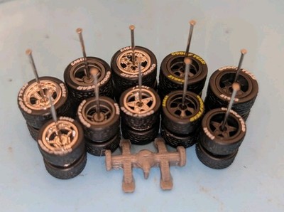 5 Hot Staggered Bigs swap Real Riders Rubber Tire Wheels 1/64 Muscle Gasser RR L