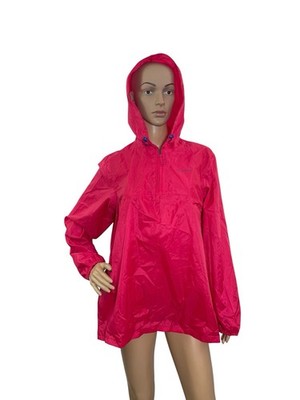 Quechua Women s Size XS/S Long Sleeve Pink Packable Hooded Raincoat Jacket Pink