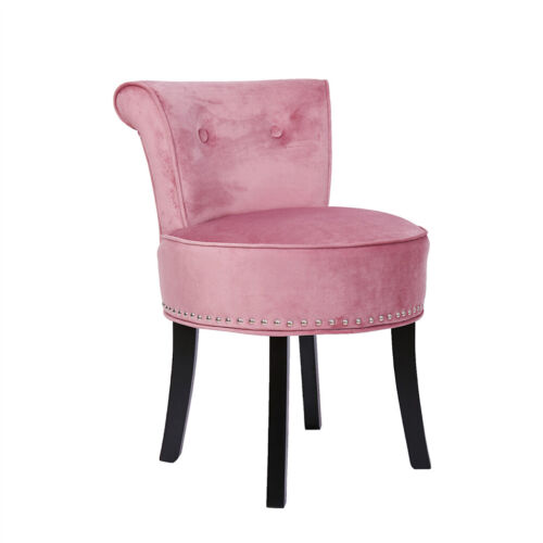 Softest Crushed Velvet Vanity Stool Widen Dressing Table Buttoned Chair Bedroom - Picture 17 of 18