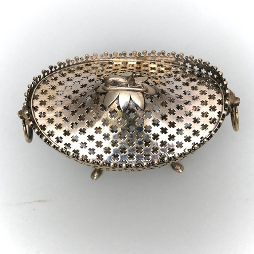 English Silverplate Openwork Basket Cavalier King Charles Handle Greyhound Lid - Picture 11 of 12
