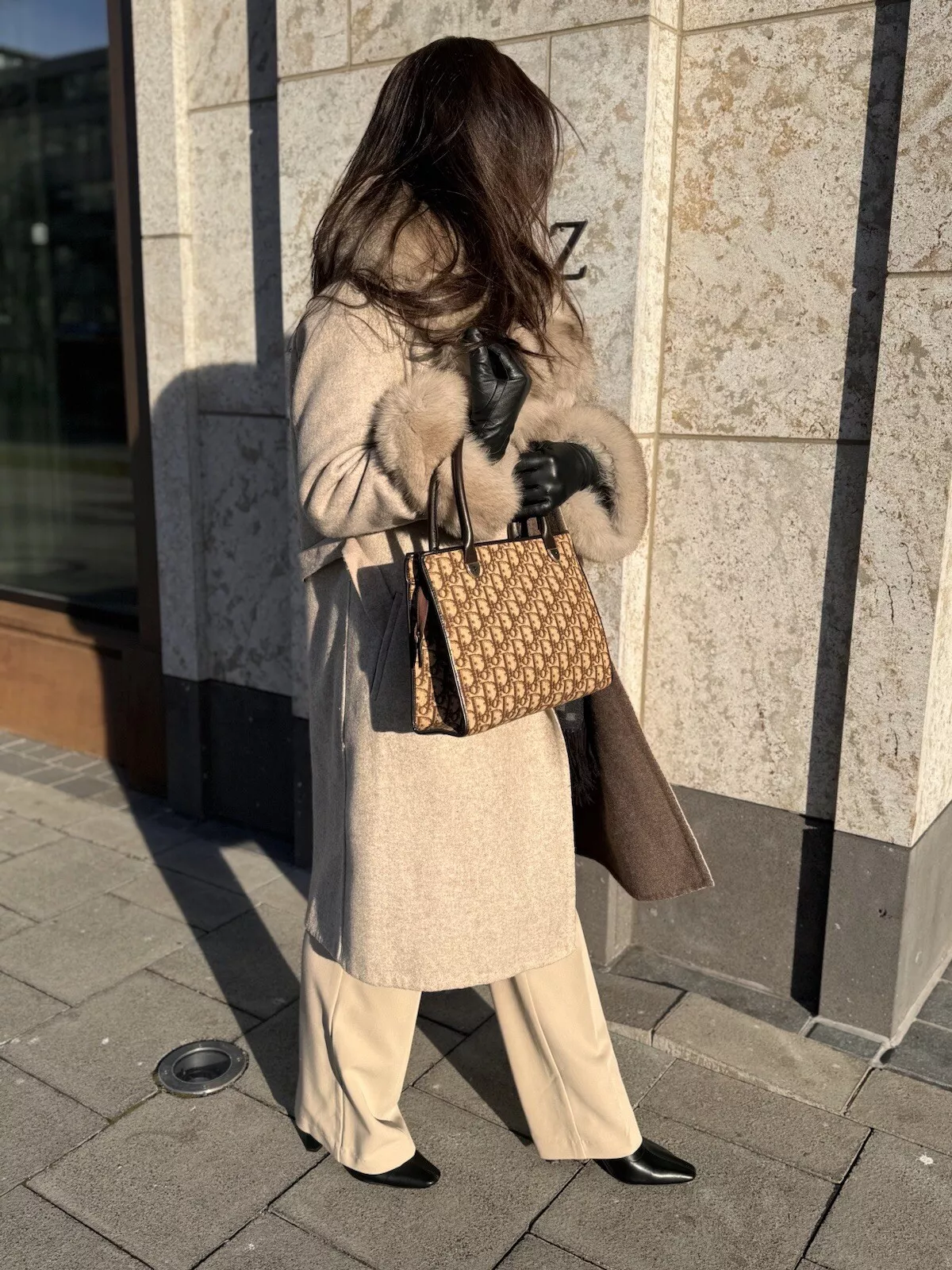 Christian Dior sac à main sac tote bag marron vintage monogramme toile femme
