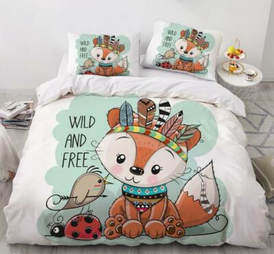 3D Gemalter Fuchs NAM91715 Bett Kissenbezüge Decke Bettdecke Abdeckung Set Fay
