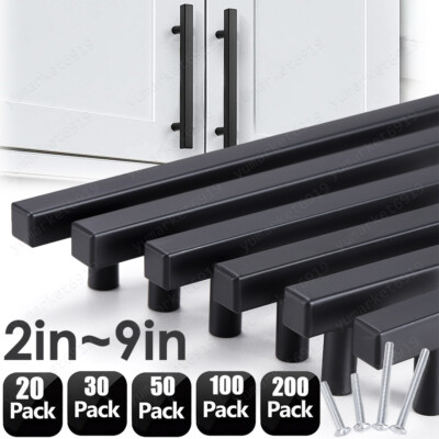 #ad Cabinet Door Handles Pulls Matte Black Stainless Steel Kitchen Drawer Pulls Lot $153.38
