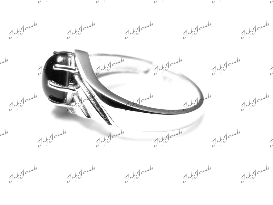 Anillo de plata 925 con diopsido negro de 6 estrellas anillo de piedra negra de plata 925 anillo estrella negro Foto 3 de 4