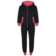 Kids Girls Fleece Contrast A2Z Onesie One Piece Neon Pink All In one Jumpsuits