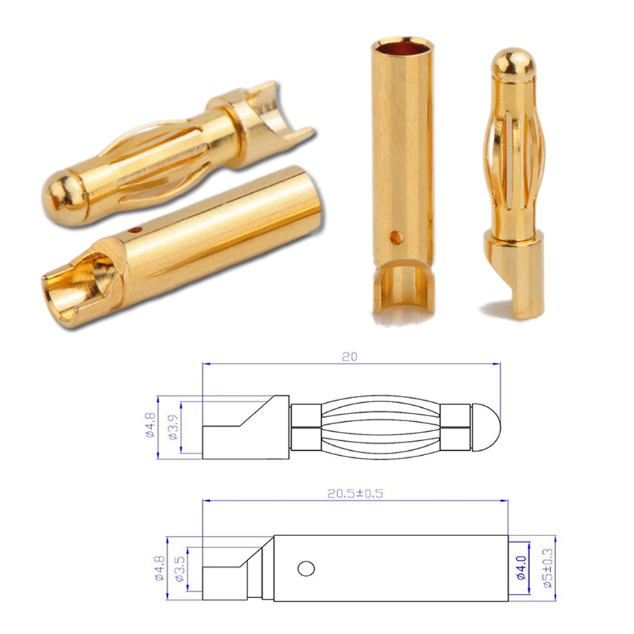 Marfitec 10 Paar 4 Mm Goldstecker – Bis 100A, Für ESC, Akku & Stromverteiler