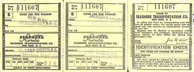 Seashore Transportation Co New Bern NC Round Trip Ticket Vintage Camp Gieger