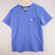 FIGS Women Scrub Top Small Short Sleeve V Neck Blue Technical Collection Nurse