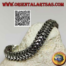 Bracciale in Argento 925‰ piatto e largo a millepiedi liscio da 22 cm x 11*5 mm