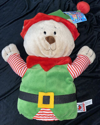 Ganz Christmas Holiday Teddy Bear Santa s Elf Playtime Plush Hand Puppet NWT