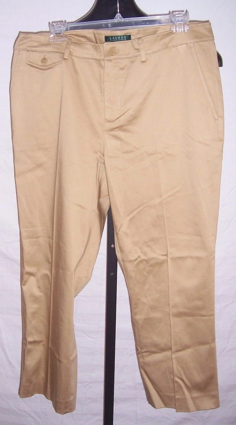 NWT Lauren Ralph Lauren Brown Slimming Fit Straight Capri Pants Misses Size 12