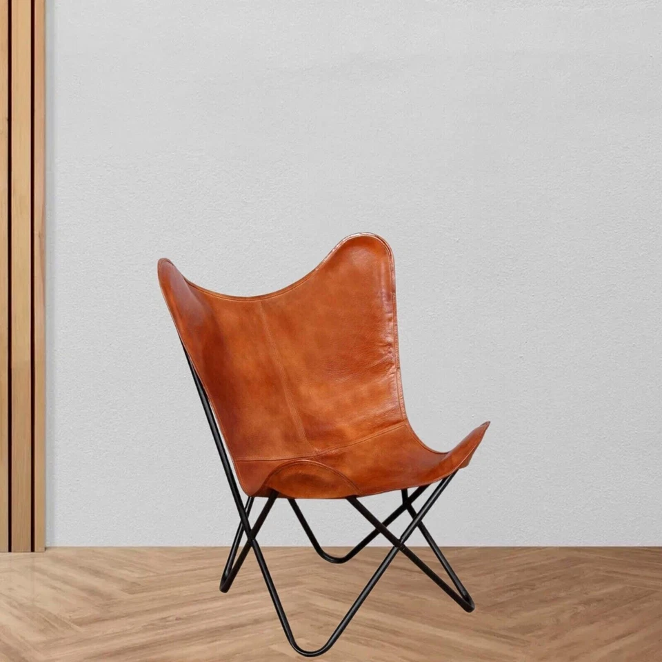 Brown Leather Butterfly Chair-Living Room Chair Cover ( Chair Cover Only ) - Image 2 of 4