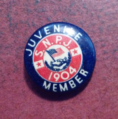 1904 JUVENILE MEMBER S.N.P.J. Fraternal Benefit Society Celluloid Pinback 7/8''