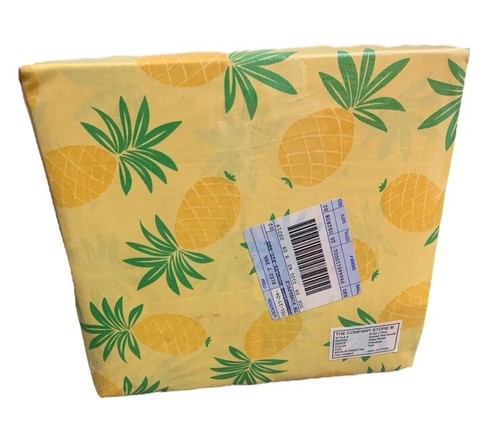 THE COMPANY STORE Pineapple 100% Cotton Twin Fitted Sheet Yellow Percale - Picture 2 of 2