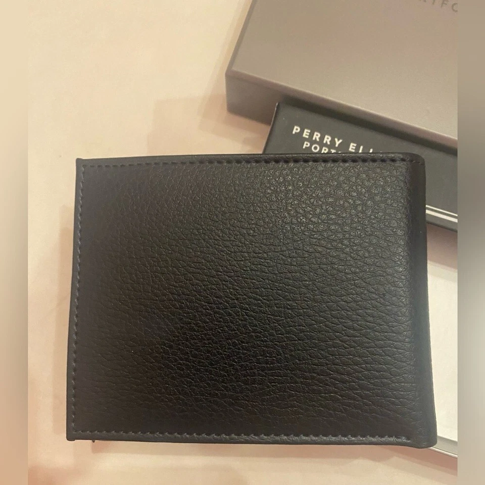 Perry Ellis Portfolio Slim Bifold Wallet Navy NWT - Image 3 of 4