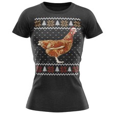 Christmas Chicken T Shirt Farm Animal Gift For Secret Santa Her Animals Womens