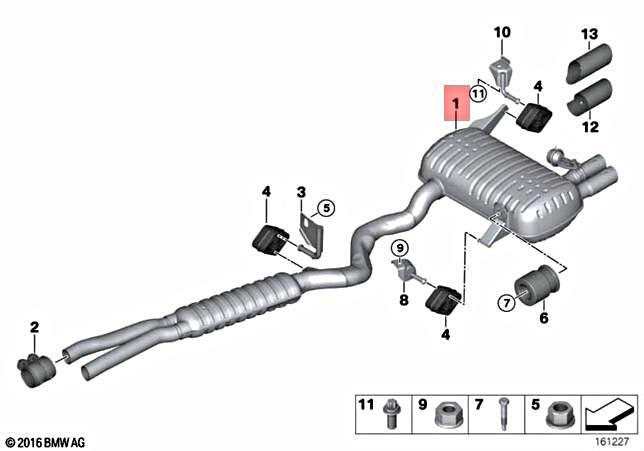 Genuine BMW E90 328i 328xi Sedan Exhaust System Rear 18307572669 