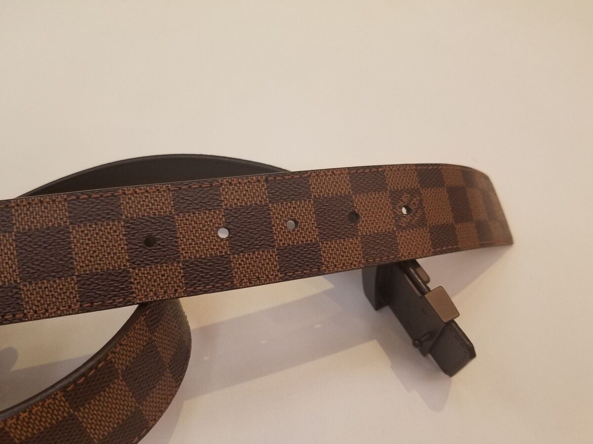 AUTHENTIC LOUIS VUITTON CEINTURE BELT DAMIER LEATHER BROWN M9807 33ED930