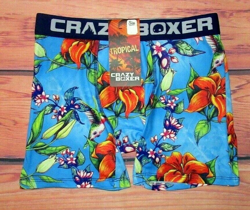 MENS CRAZY BOXER TROPICAL FLORAL HAWAIIAN BOXER BRIEF SIZE L (36