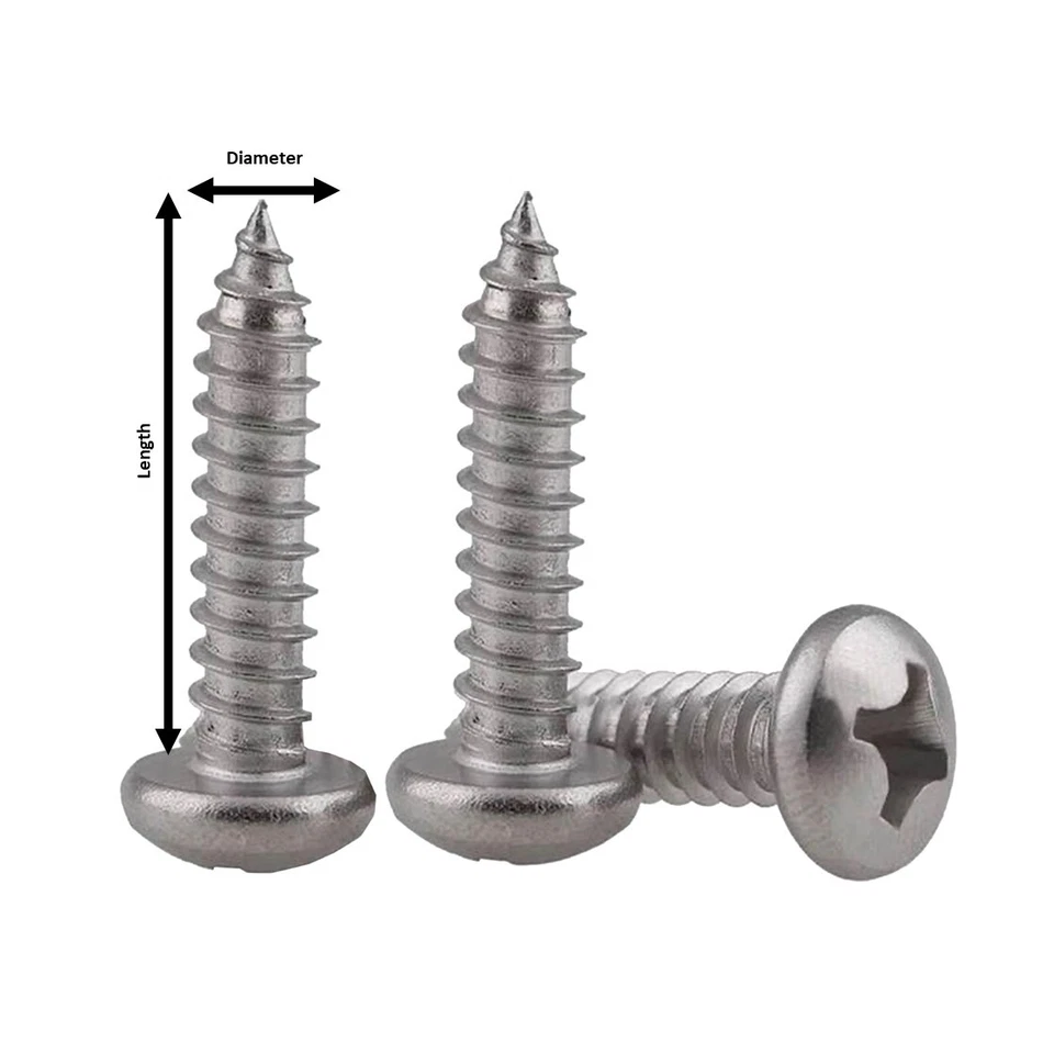 FIXINFASTENERS POZI DRIVE PAN HEAD CHIPBOARD WOOD SCREWS A2 STAINLESS STEEL 3mm 4mm 5mm 6mm
