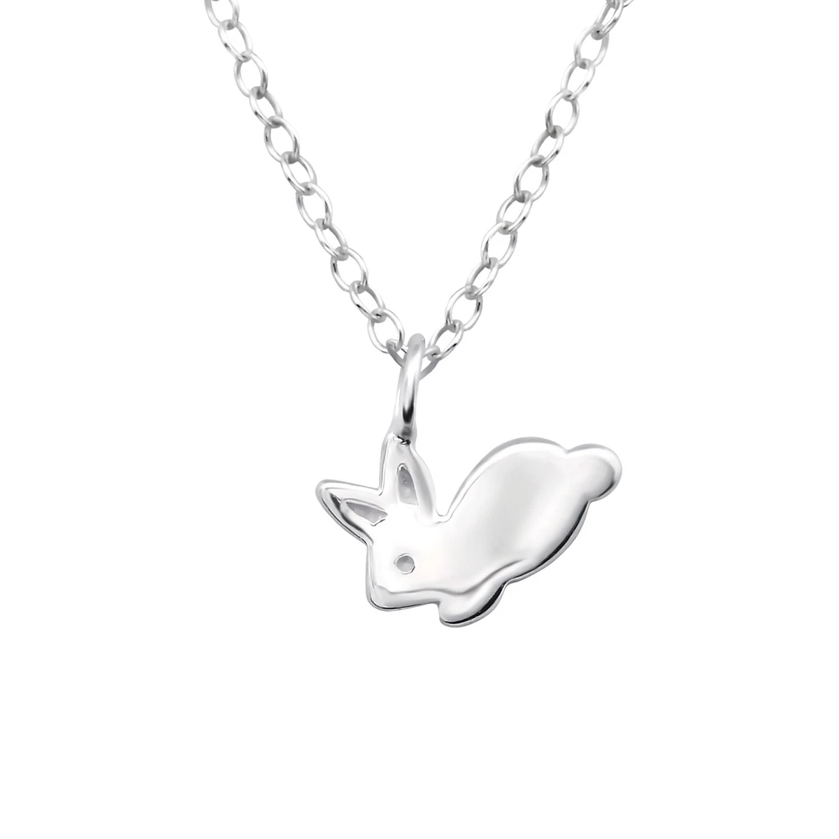 925 Sterling Silver Bunny Rabbit Charm Pendant Necklace Kids Girl Women