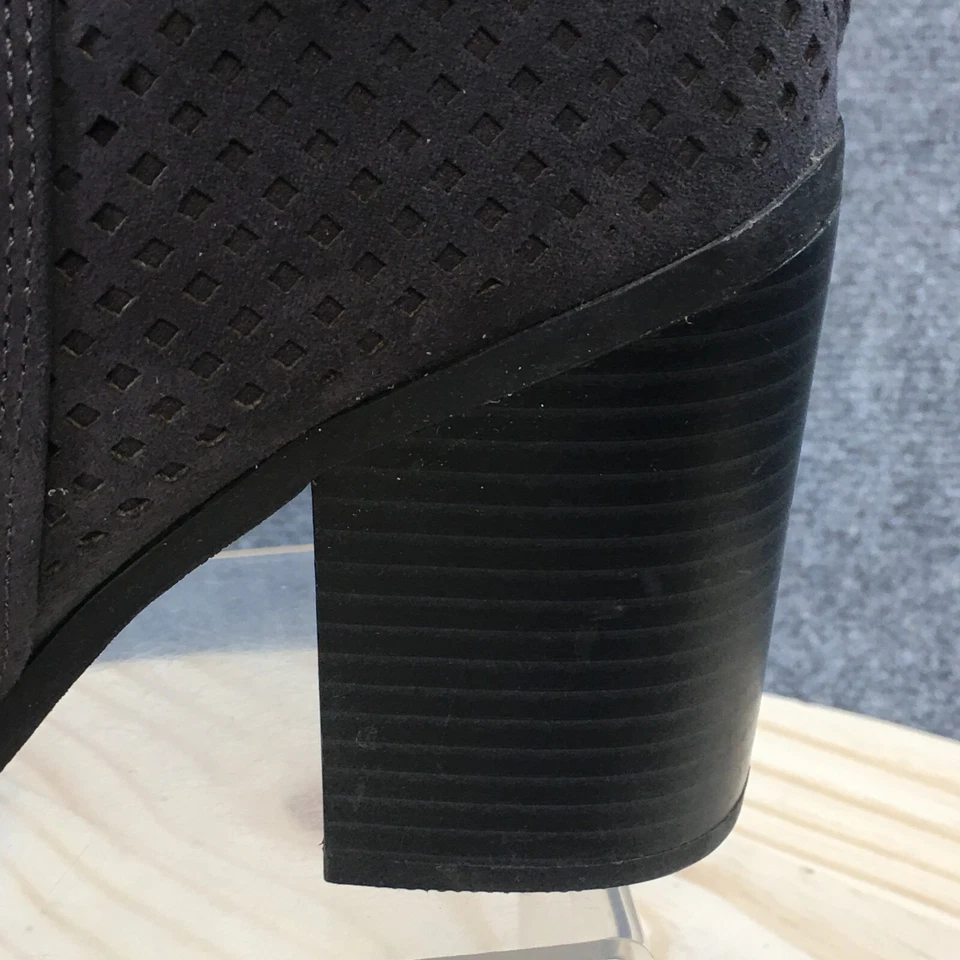 Botas American Eagle para mujer 7,5 botín al tobillo tela gris punta almendra tacones en bloque Foto 3 de 4