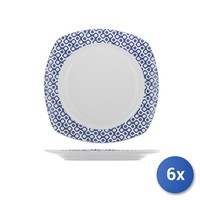 6X H&H Flache Teller New Bone China Weiß Cm 25