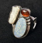Vintage Mine Finds Jay King Multi Stone .925 Sterling Silver Ring Size 12