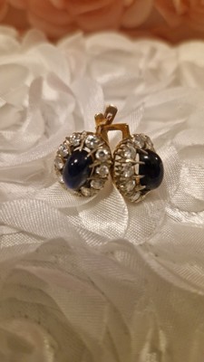 Ohrringe mit  10 Diamanten &Saphir 