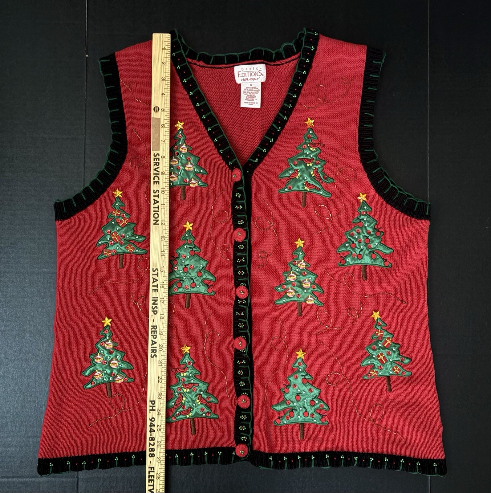 Basic Editions Christmas/Holiday Button Front Ves… - image 6