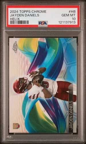 2024 TOPPS CHROME HELIX #H8 JAYDEN DANIELS PSA 10