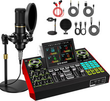 Podcast Microphone Bundle with Live Sound Card Audio Mixer, Podcast Equipment Bu