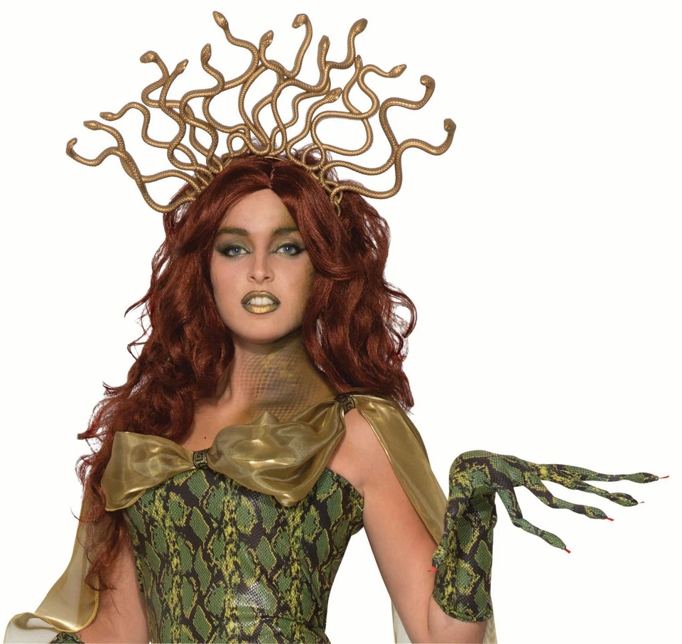 Medusa Schlangen Kopfschmuck Gold Kostüm Zubehör Tiara Krone Kopfbügel Haarreif - Bild 2 von 4