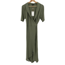 Quince Tencel Jersey Midi Wrap Dress Sage Basic Sleeved XL