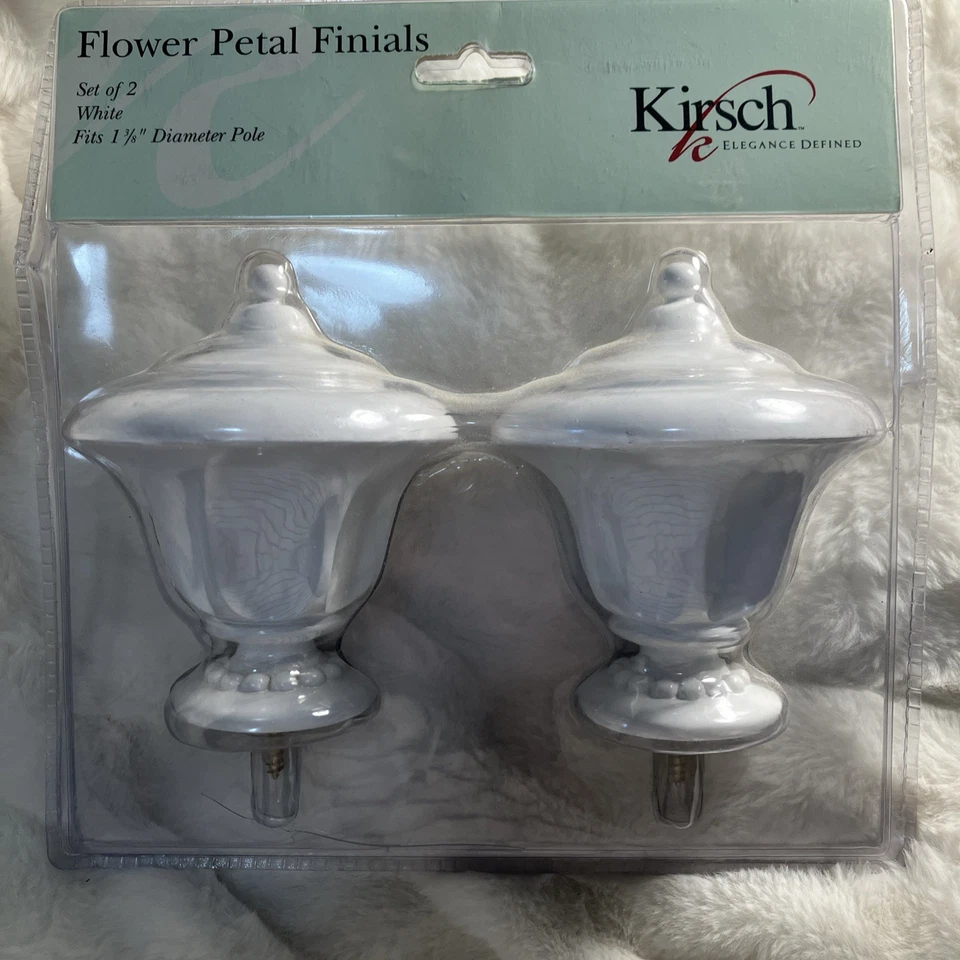 Juego de 2 remates de flores blancas de Kirsch - Nuevo en caja - Ajuste poste de 1 3/8 pulgadas - 2017a.025 Foto 3 de 4